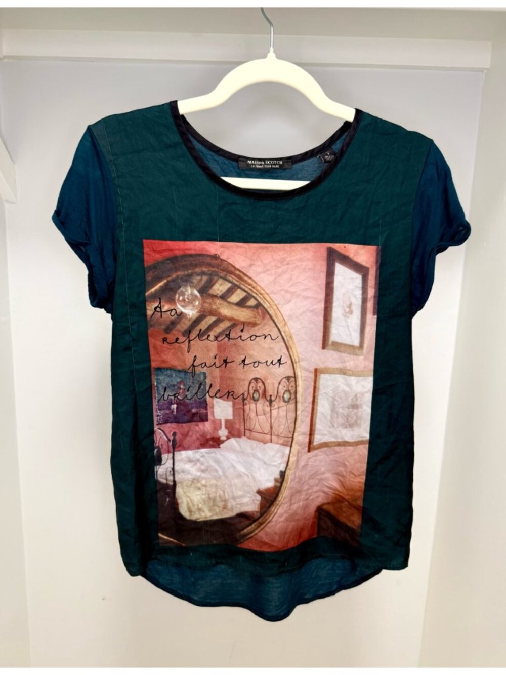 Scotch & Soda - Maison Scotch - Teal Colorblock Graphic Tee Shirt - Small (4-6)